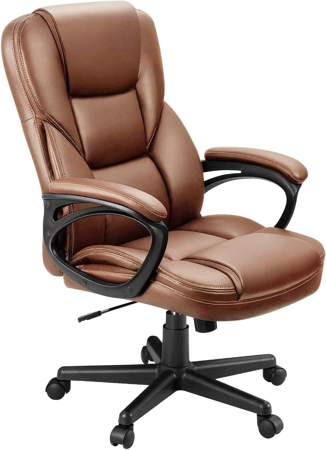 Furmax Office Executive Chair High Back Adjustable Managerial Home Desk Chair, Swivel Computer PU Leather Chair with Lumbar Support (1, Black)