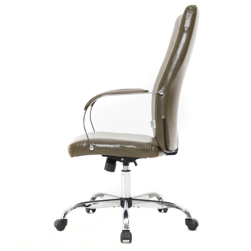 20 PCS Sonora Ergonomic High-Back Leather Desk Office Chair with Chrome Base and Tilt for Home Office - Olive Green