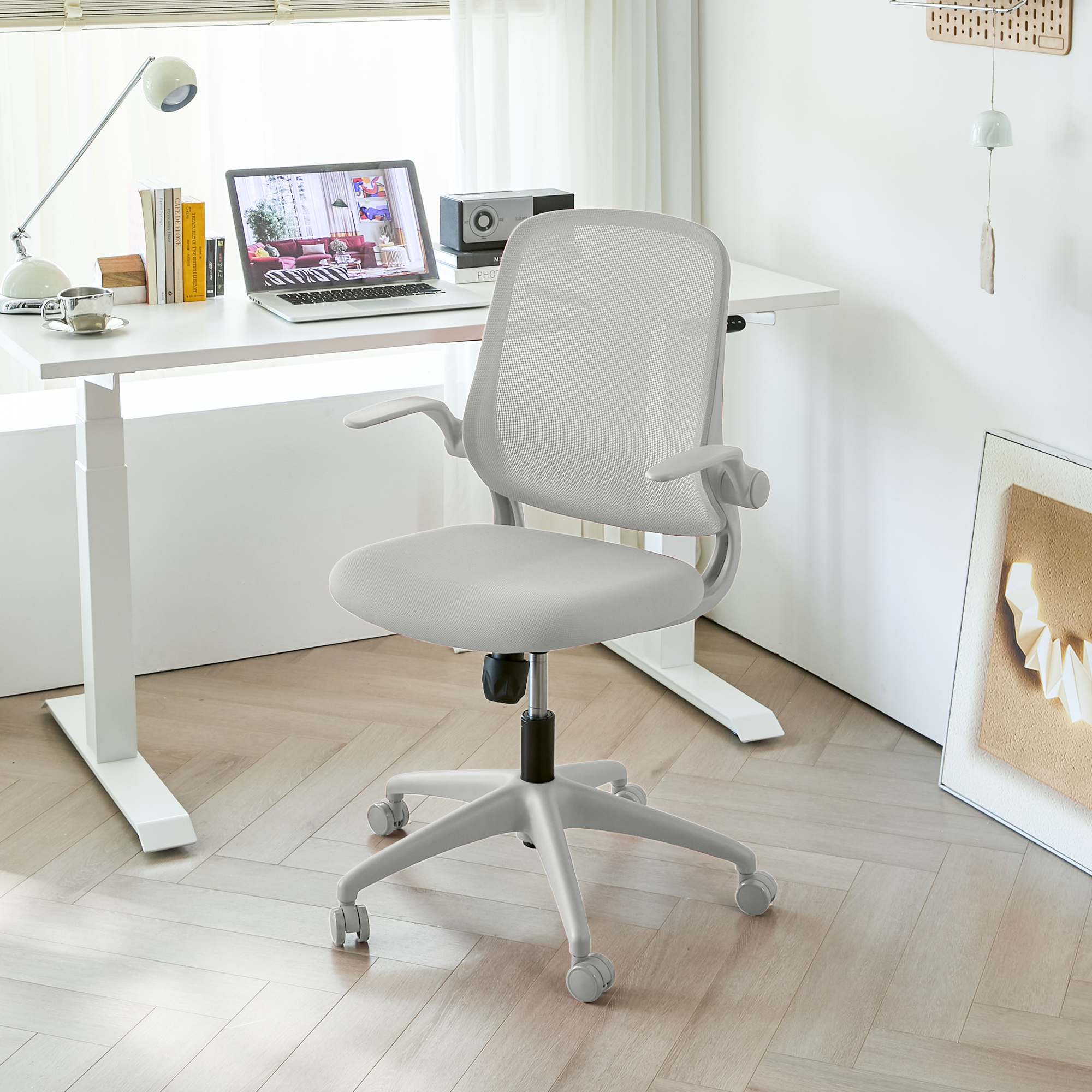 Ergonomic Mesh Office Chair, Flip-Up Arms, Gray 350lbs - Platinum-Level Office Chairs