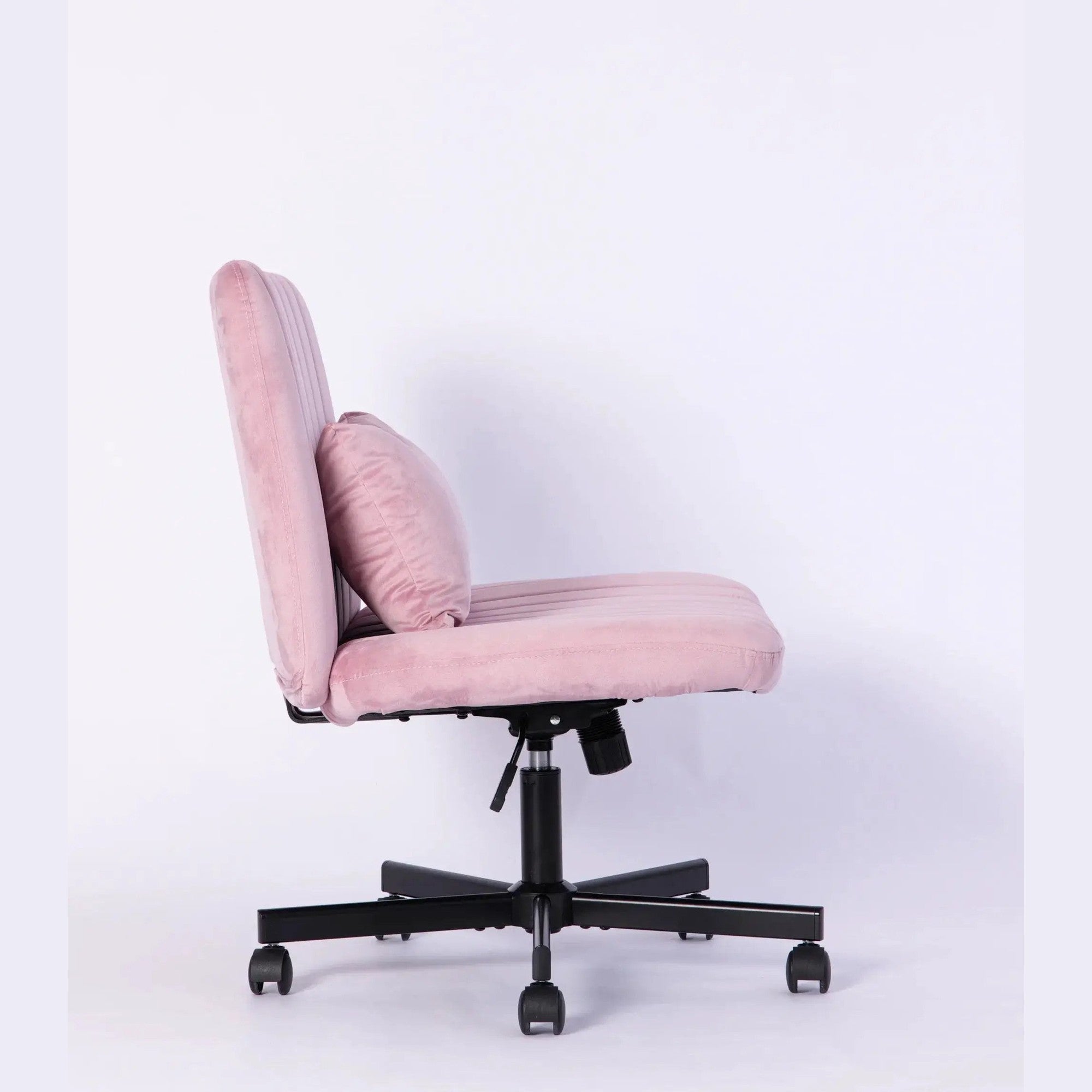 Light Pink Velvet Criss Cross Armless Office Chair With Wheels Makeup by Platinum-Level Office Chairs
