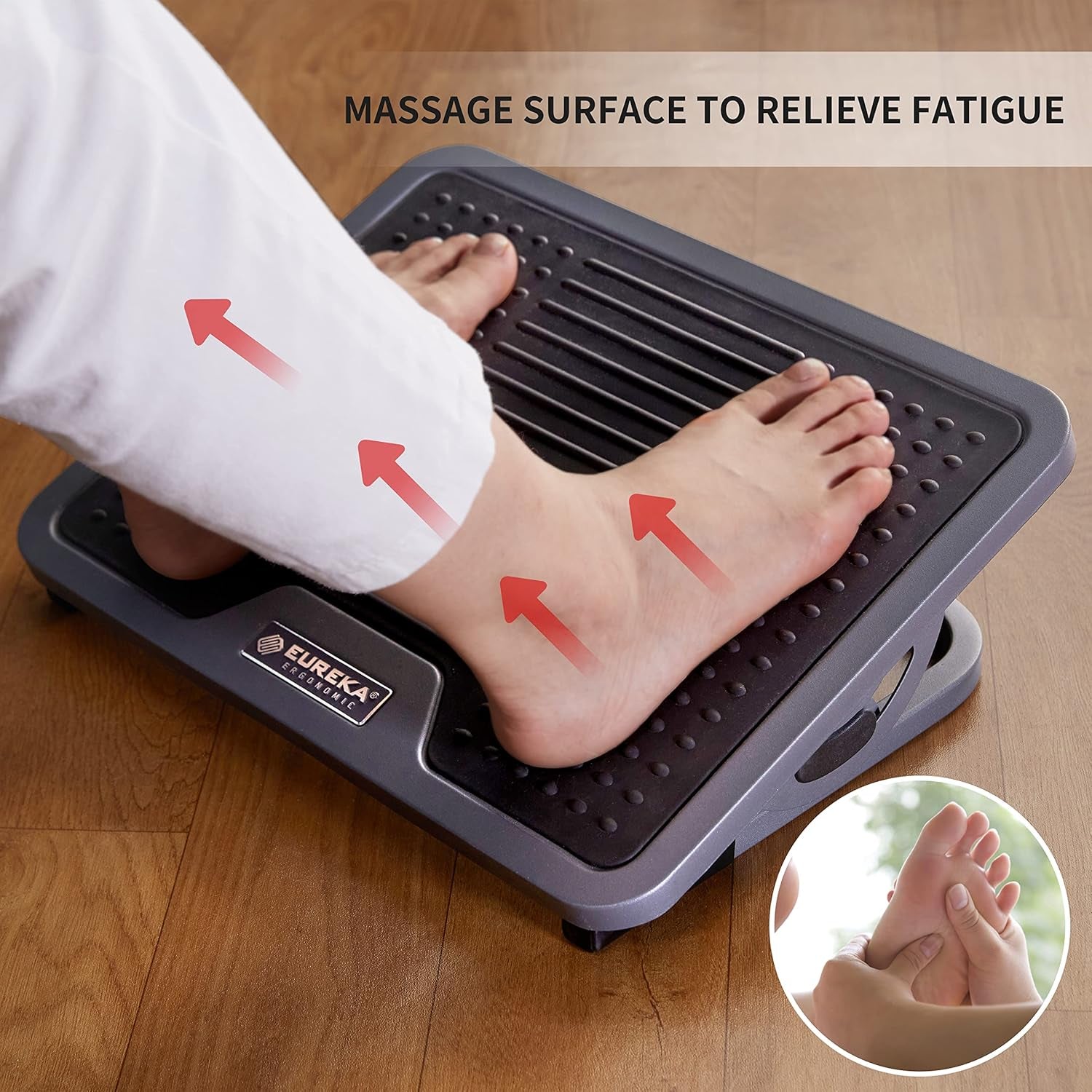EUREKA ERGONOMIC Tilt Adjustable Footrest, Foot Rest for under Desk at Work with Massage Surface, Office Foot Rest under Desk with 20 Degree Tilt No Locking, Metal Frame | 20° Tilt Adjustable Foot Rest with Massage Surface and Sturdy Metal Frame, Designed for Ergonomic under Desk Support