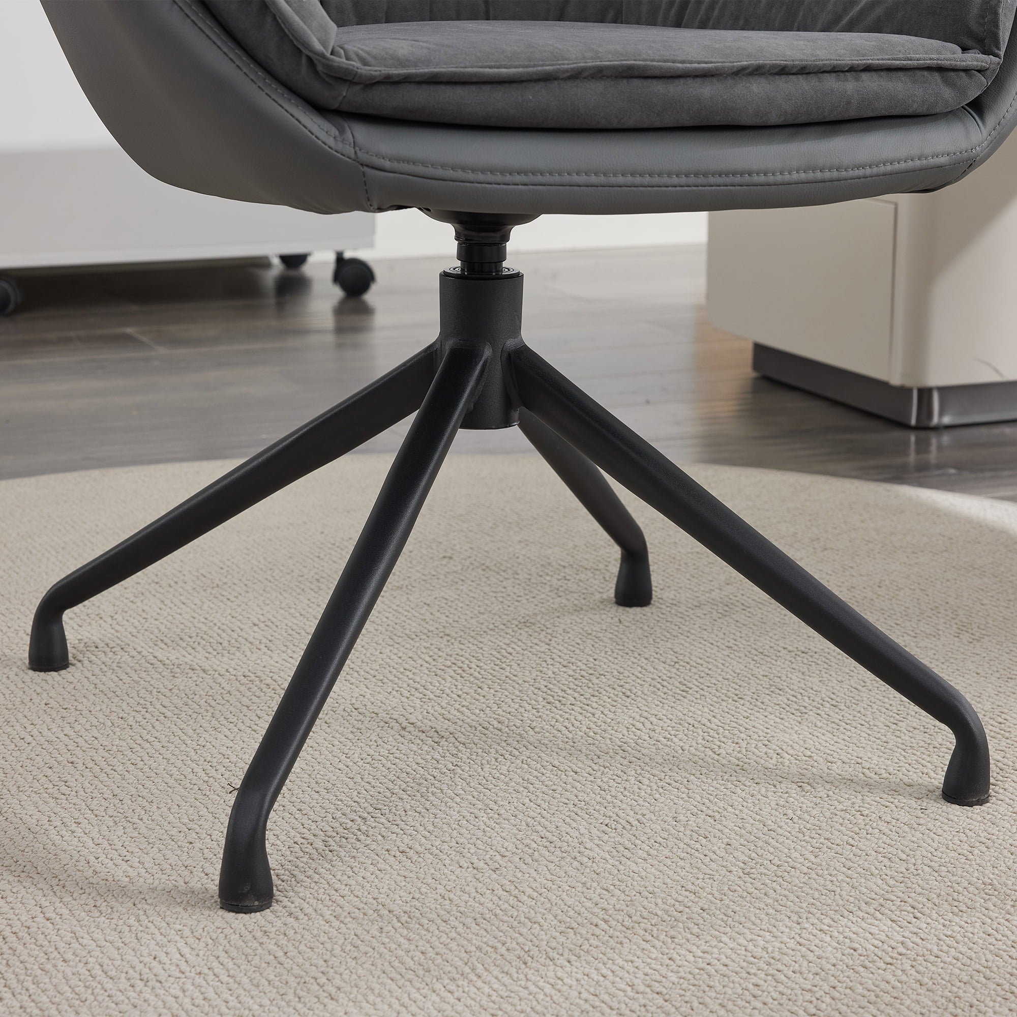 Grey Faux Leather Office Chair, Modern High Back Executive Chair