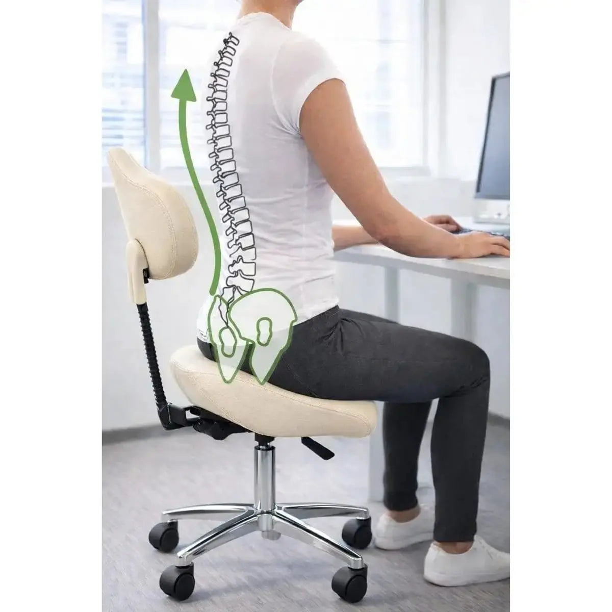 Adjustable Black Saddle Stool With Wheels For Dental Office Salon Clinic Lab Ergonomic Tilt Chair ADS