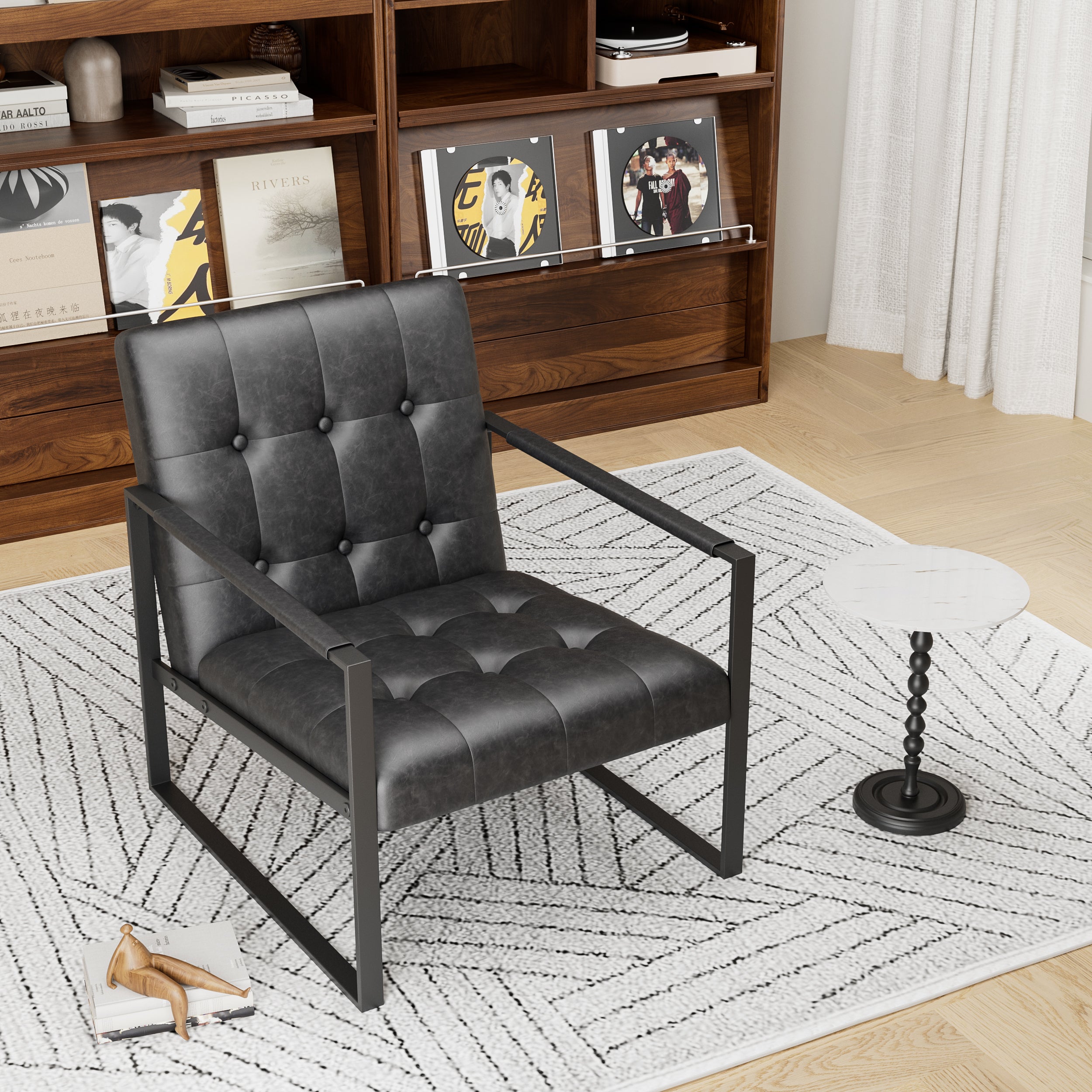 Modern Accent Chair Upholstered Linen Comfort For Living Room