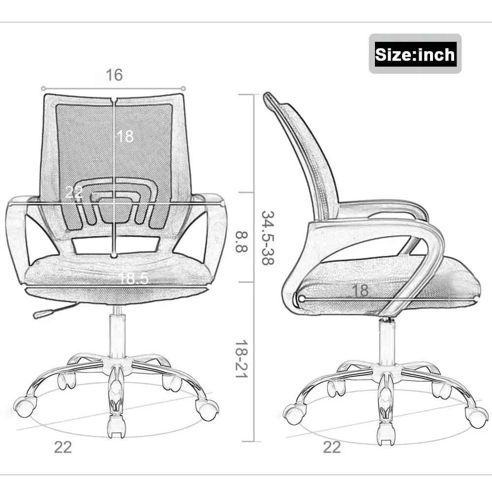 Bestoffice Ergonomic Office Chair, Lumbar Support, Adjustable Height with Armrests for Adults(Blue)