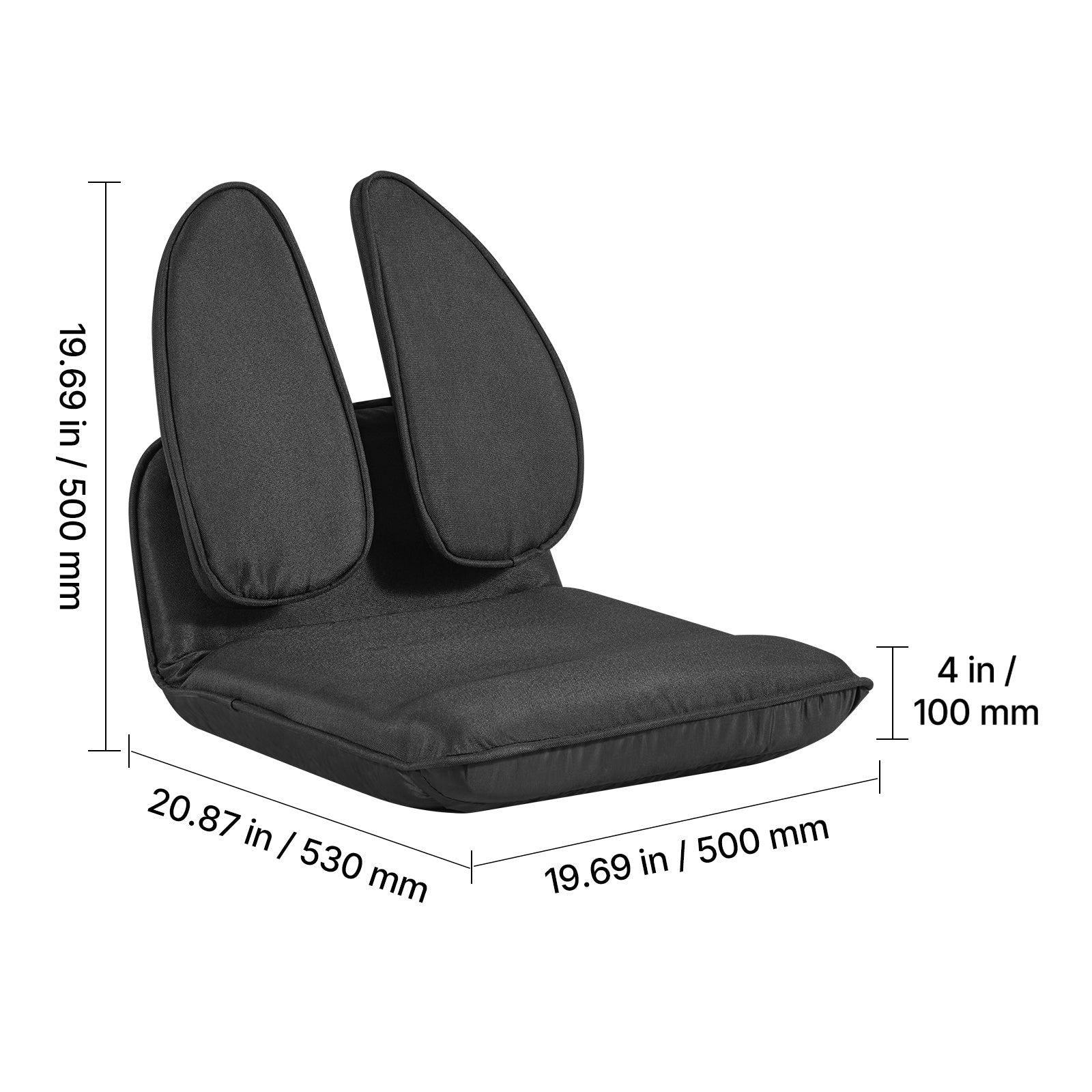 Black Folding Floor Chair - dimensions