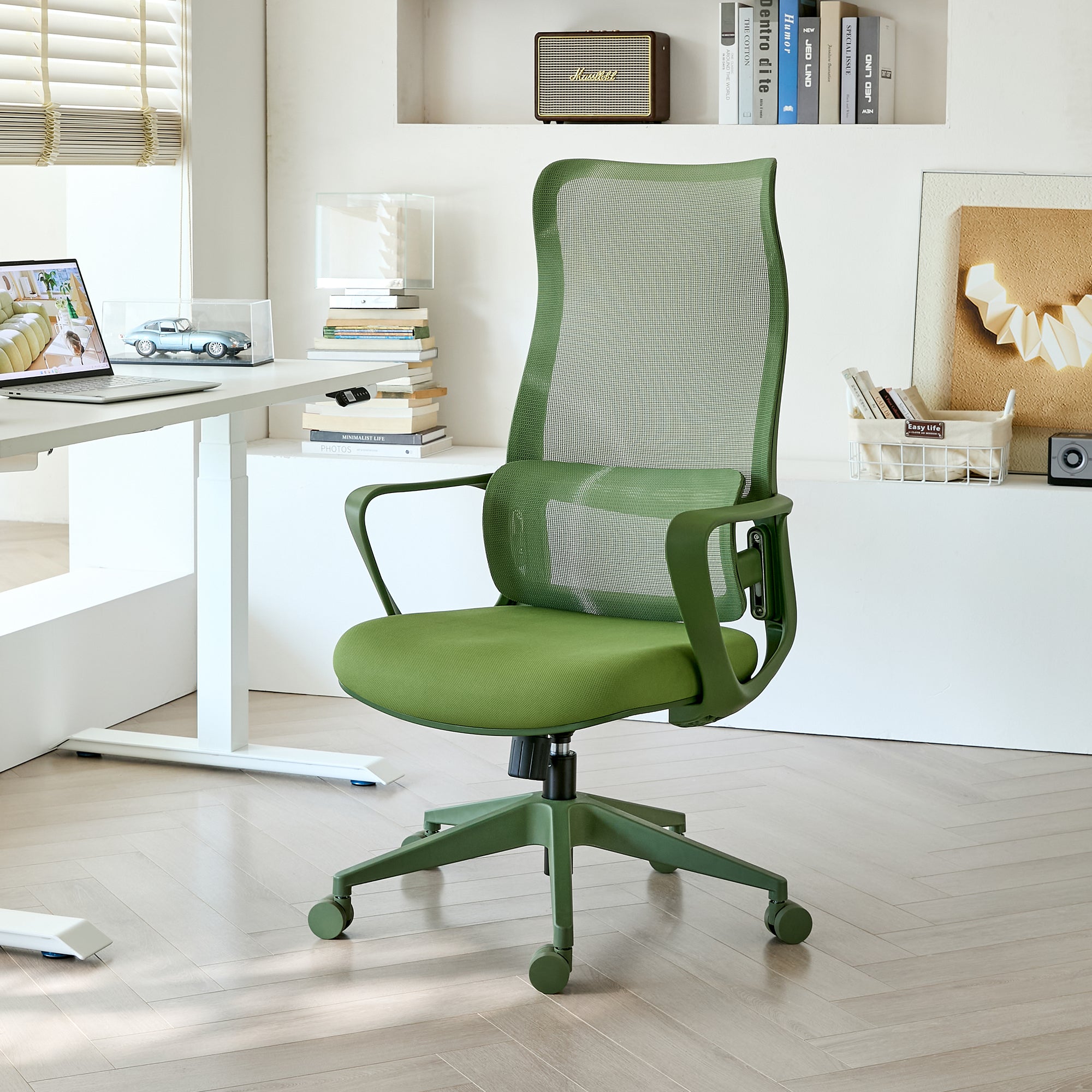 Emerald Green Tall Back Mesh Office Chair, Adjustable Lumbar Track - Platinum-Level Office Chairs
