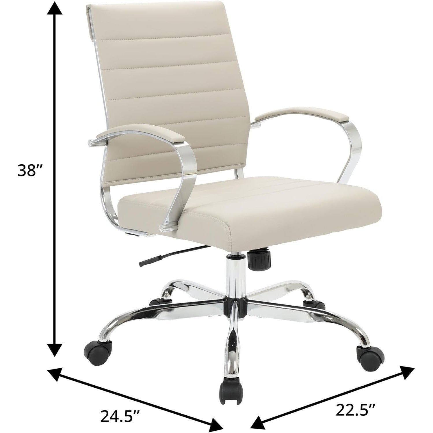 Leisuremod Benmar Leather Office Desk Chair, Mid-Back Ergonomic Swivel Chair with Lumbar Support, Adjustable Height, Tilt Lock, Cushioned Seat & Back, Home Office Task Chair (Tan, Single)