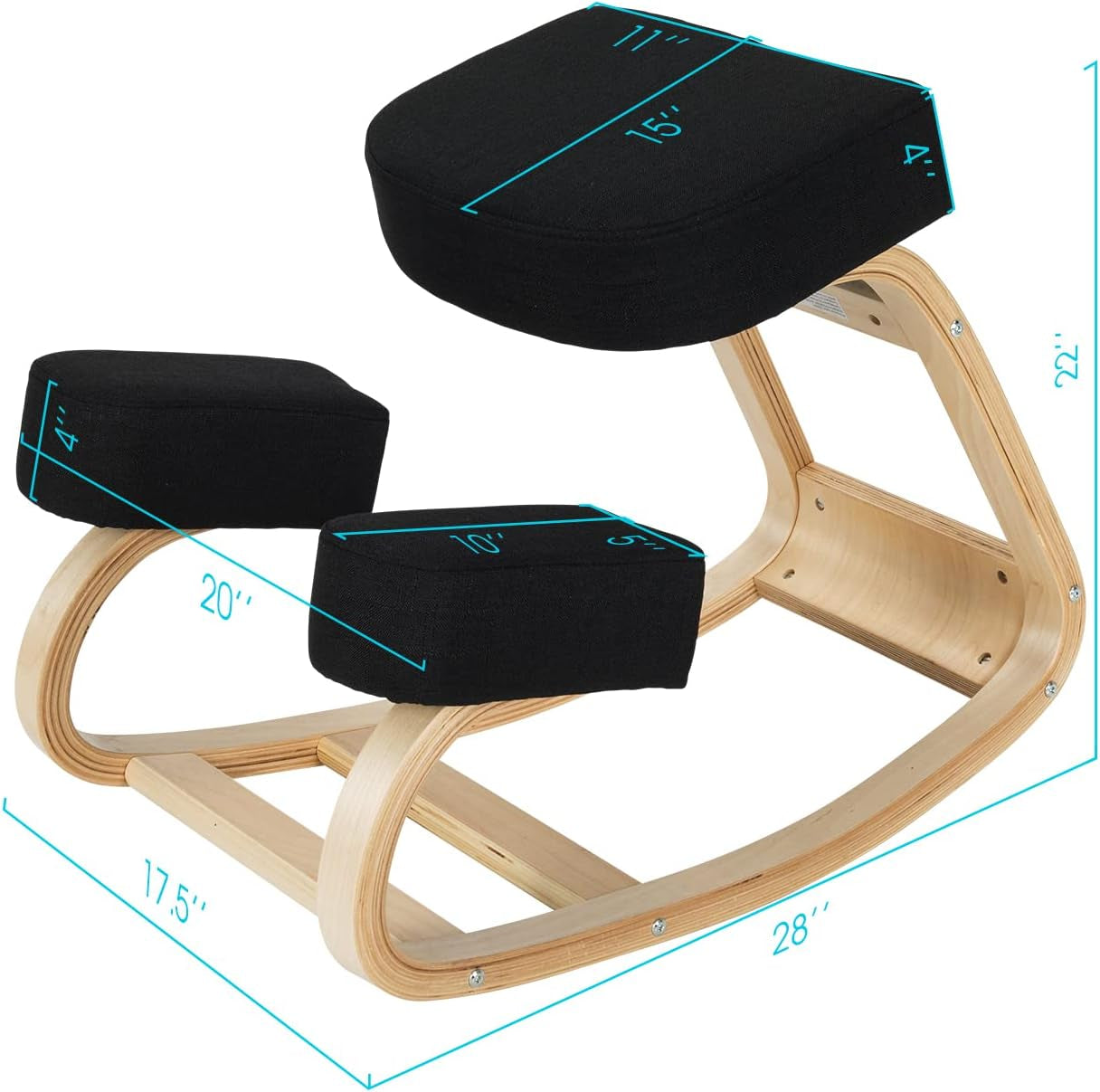 GIANTEX Kneeling Chair, Wood Posture Chair, Max Load 330 Lbs, Rocking Knee Chair with Soft Cushion, Natural Relief for Back, Shoulder or Neck Pain, Ergonomic Kneeling Chair for Office Home