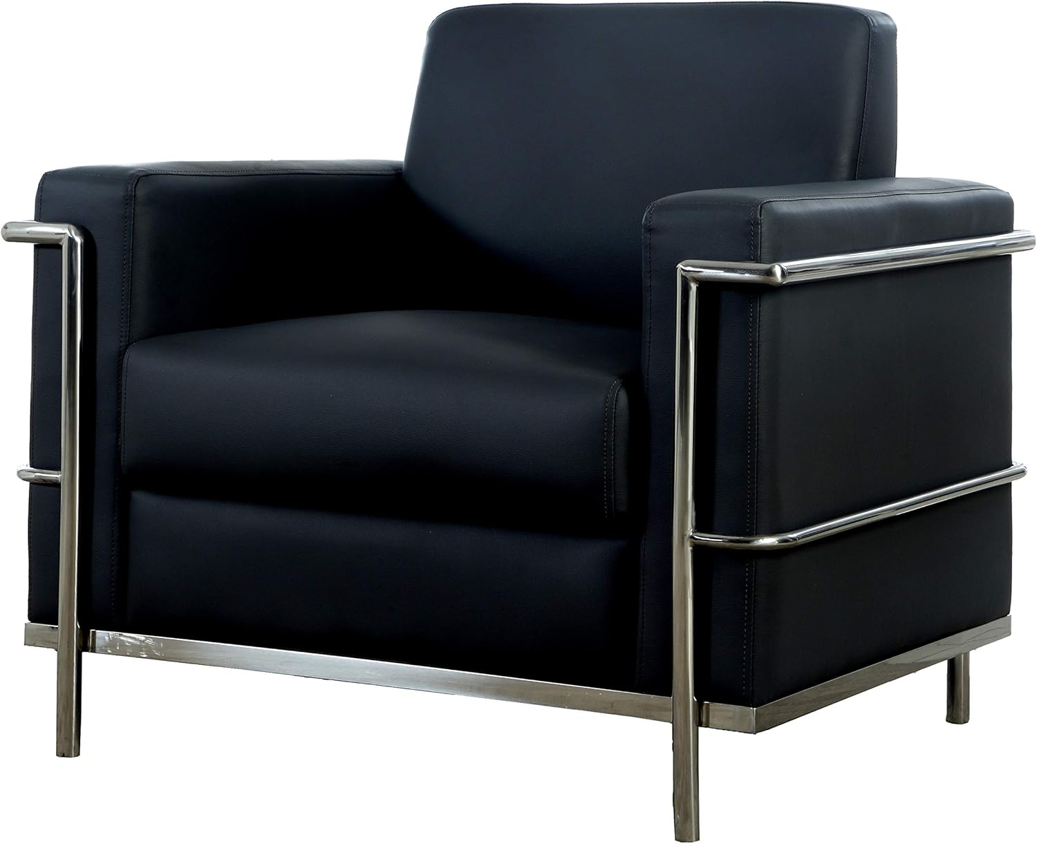 Black Faux Leather Accent Club Chair, Chrome Frame