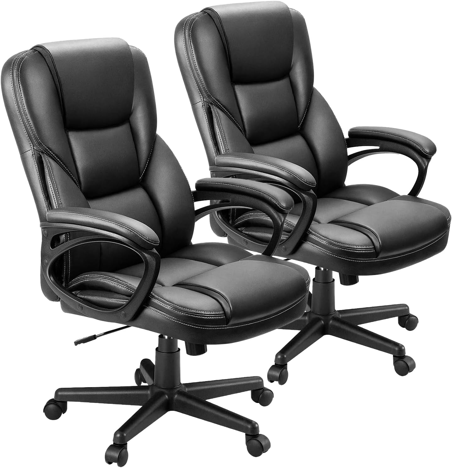 Furmax Office Executive Chair High Back Adjustable Managerial Home Desk Chair, Swivel Computer PU Leather Chair with Lumbar Support (1, Black)