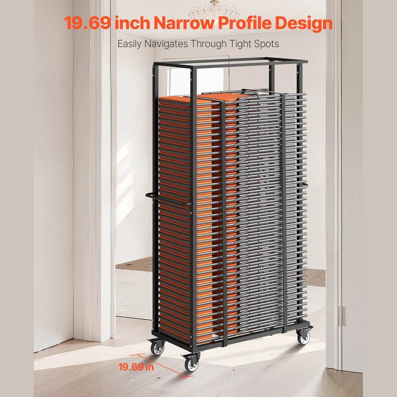 Folding Chair Rack Cart For 60 Chairs Of 500LBS Casters/Locking Wheels by Vevor