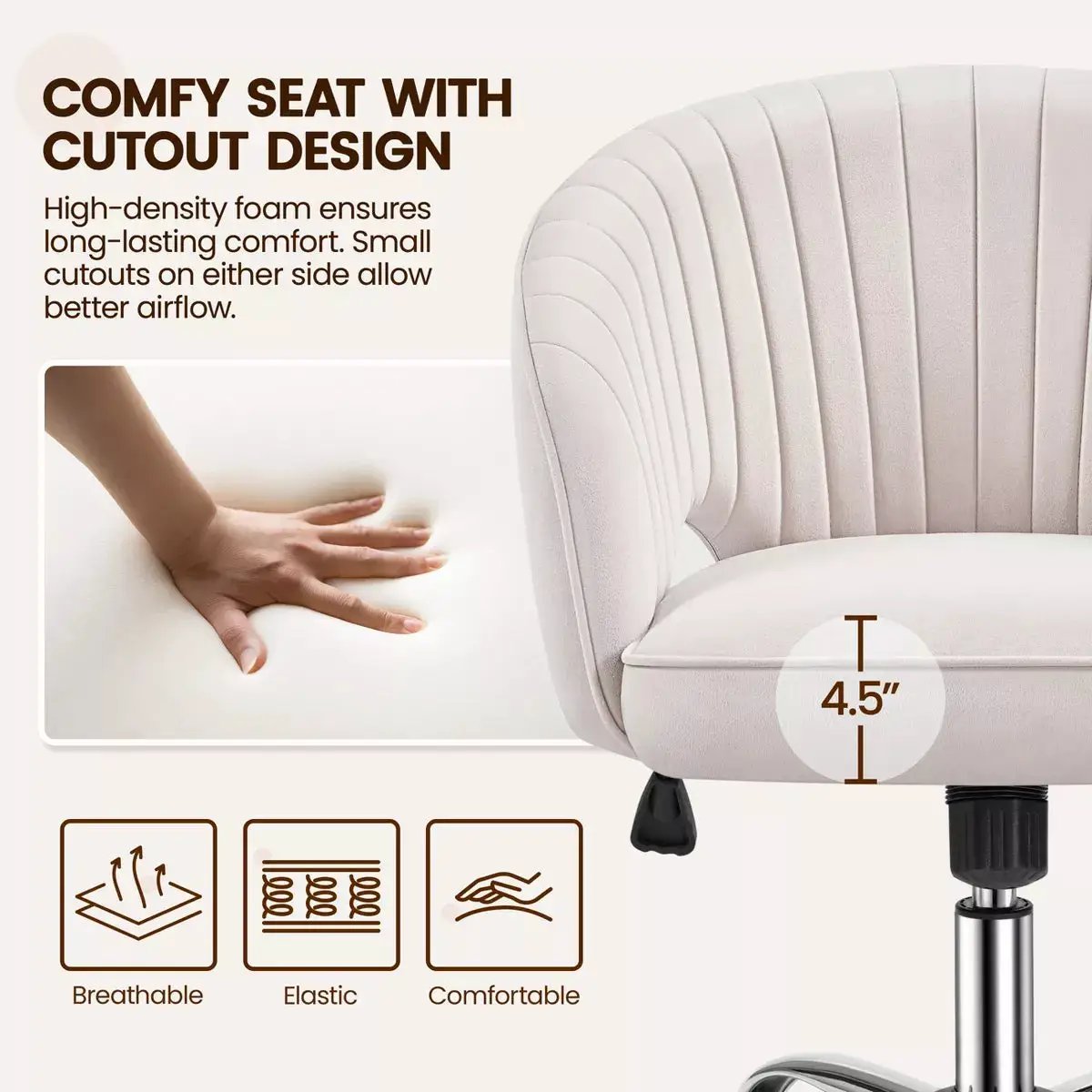 Yaheetech Rolling Office Chair Armchair with Tufted Barrel