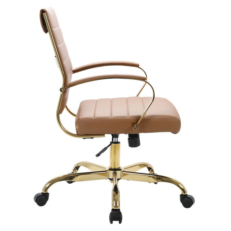 Set of 2 brown leather office chairs – view 8