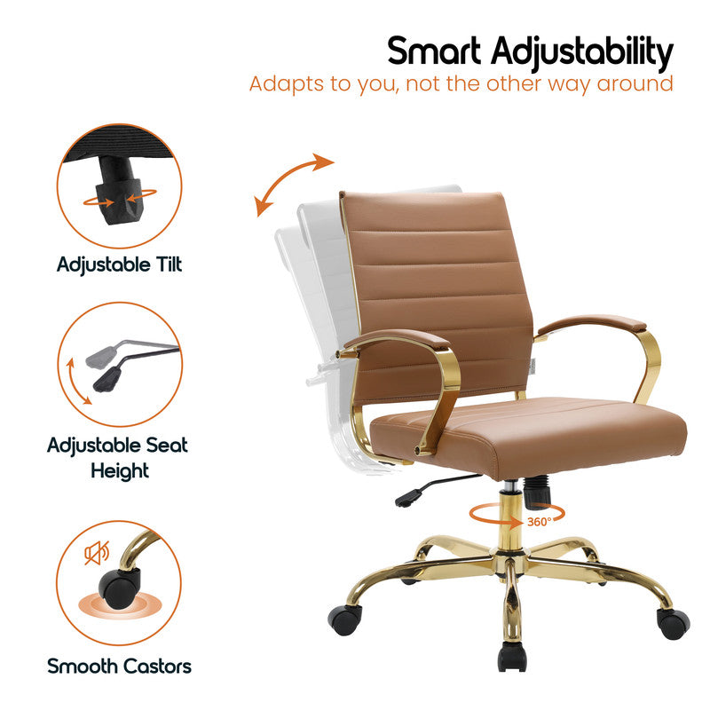 Brown ribbed leather chairs, set of 8 – view 5