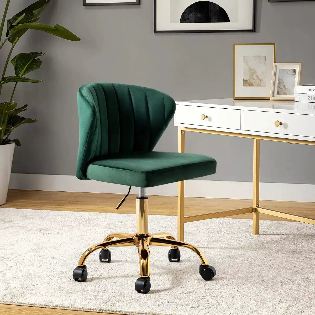 Ilia Comtemperary Swivel Office Chair with Channel Tufted Back | Karat Home