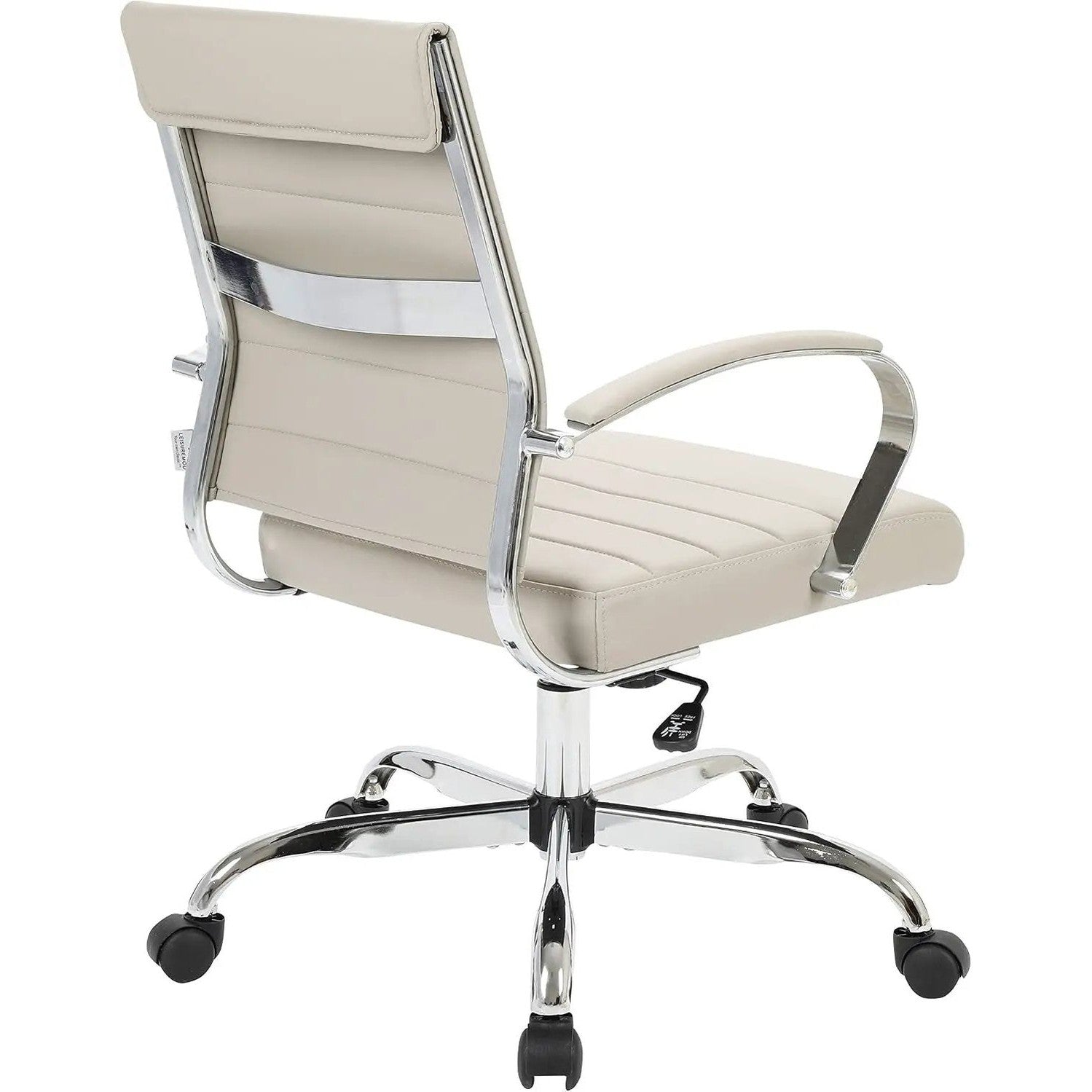 Leisuremod Benmar Leather Office Desk Chair, Mid-Back Ergonomic Swivel Chair with Lumbar Support, Adjustable Height, Tilt Lock, Cushioned Seat & Back, Home Office Task Chair (Tan, Single)