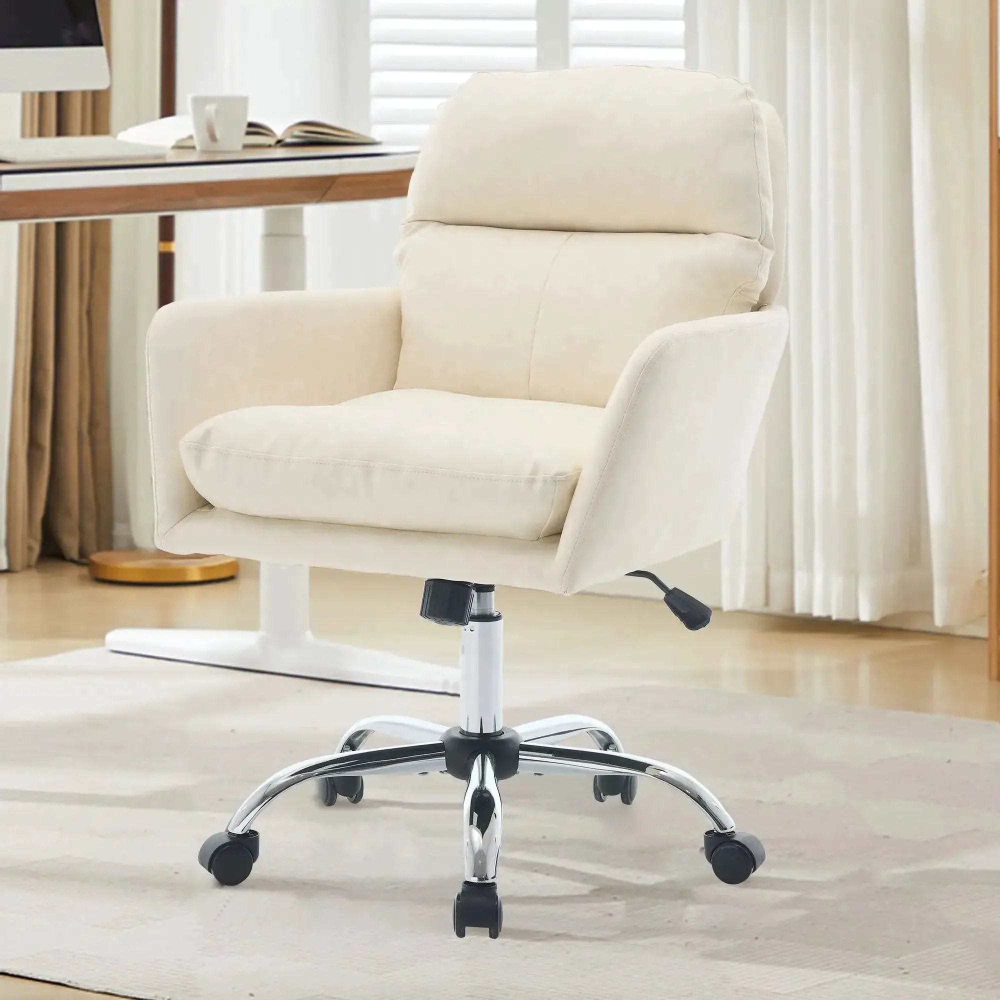 White PU Leather Ergonomic Office Chair - Adjustable White - Platinum-Level Office Chairs