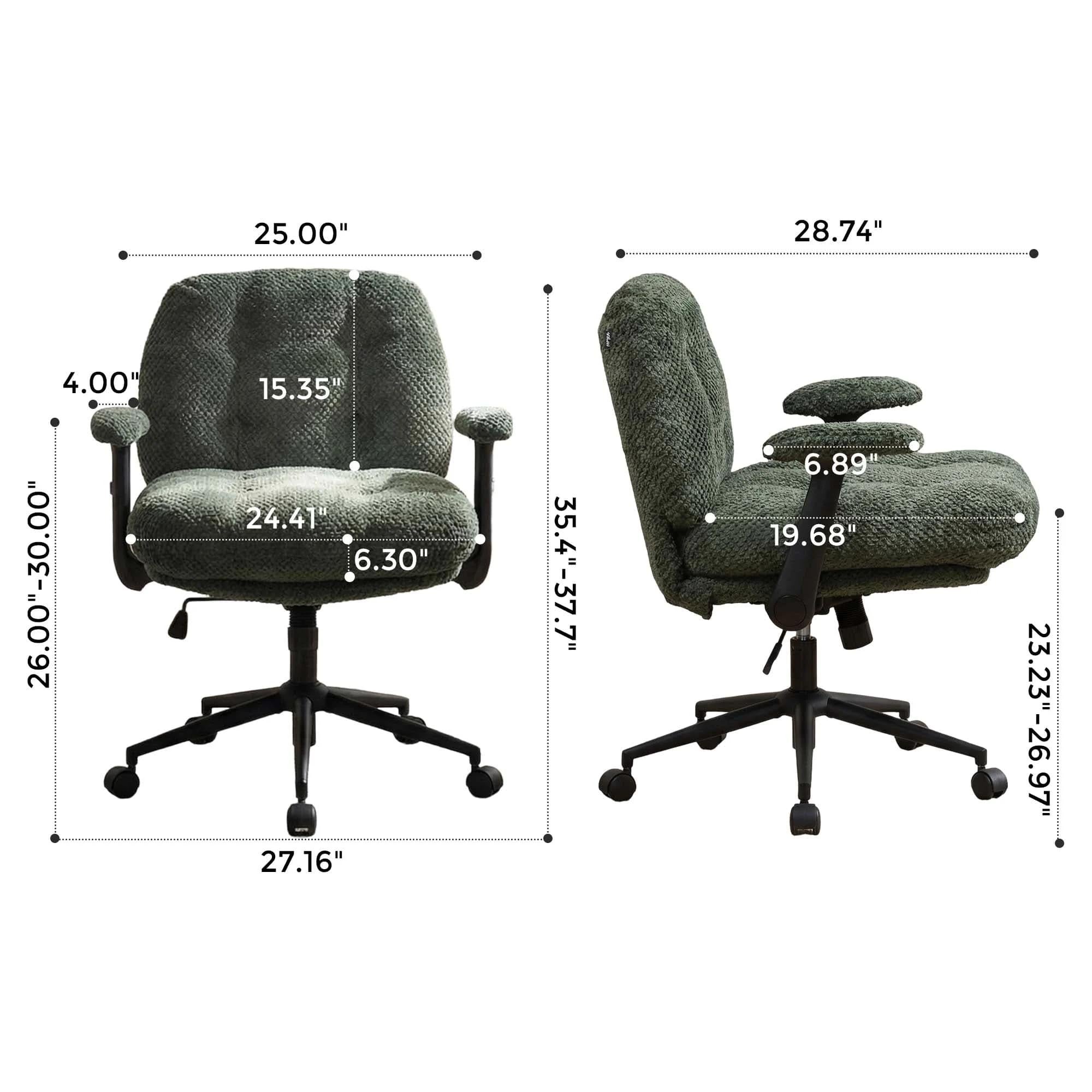 Green Pineapple Textured Chenille Swivel Desk Chair