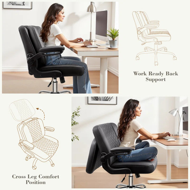 Big and Tall Office Chair 400Lbs, Adjustable Lumbar Support Executive Office Chair