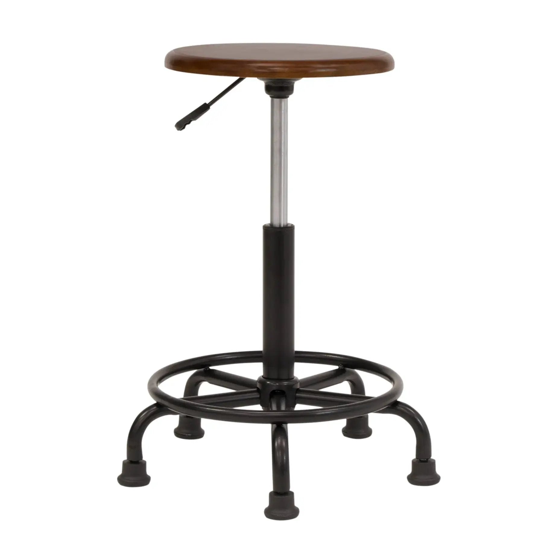 Retro Wood Drafting Stool with Adjustable Height Seat
