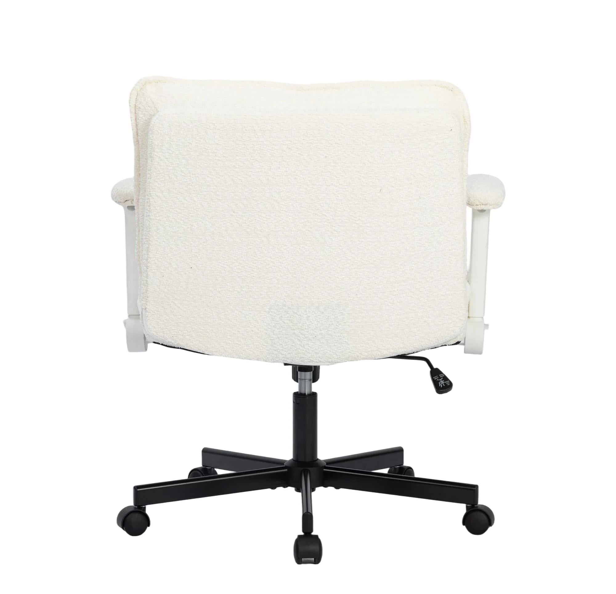 Beige Chenille Fabric Swivel Office Chair with Armrest