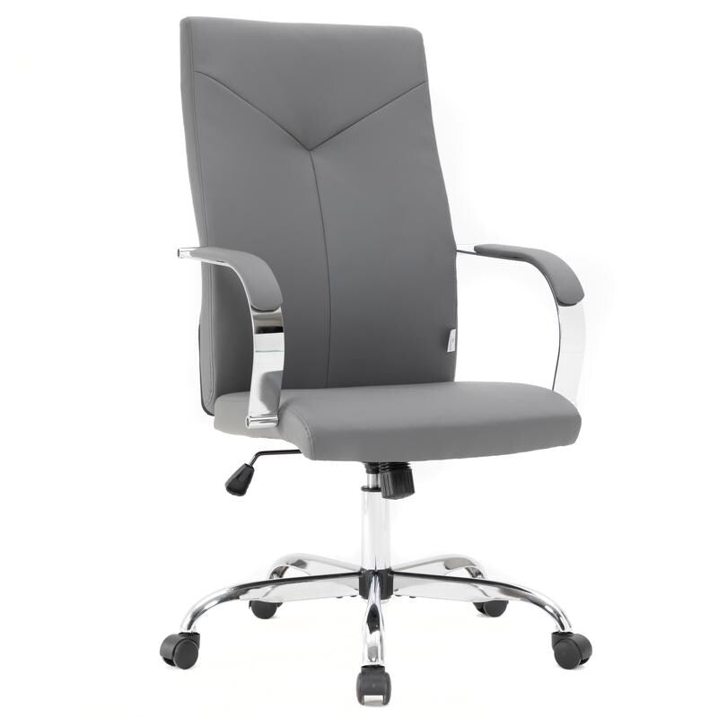 20 PCS Sonora Ergonomic High-Back Leather Desk Office Chair with Chrome Base and Tilt for Home Office - Grey