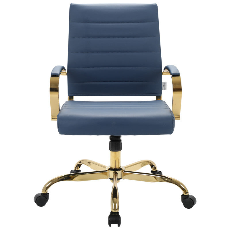 Navy blue leather office chairs – view 7