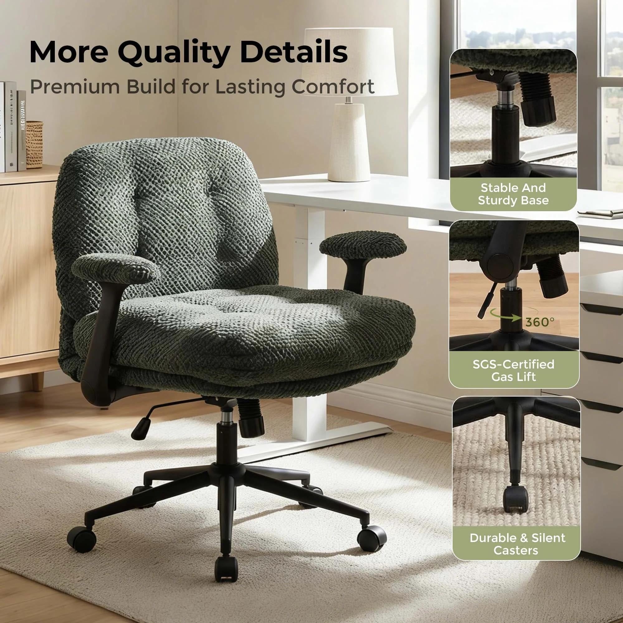 Green Pineapple Textured Chenille Swivel Desk Chair
