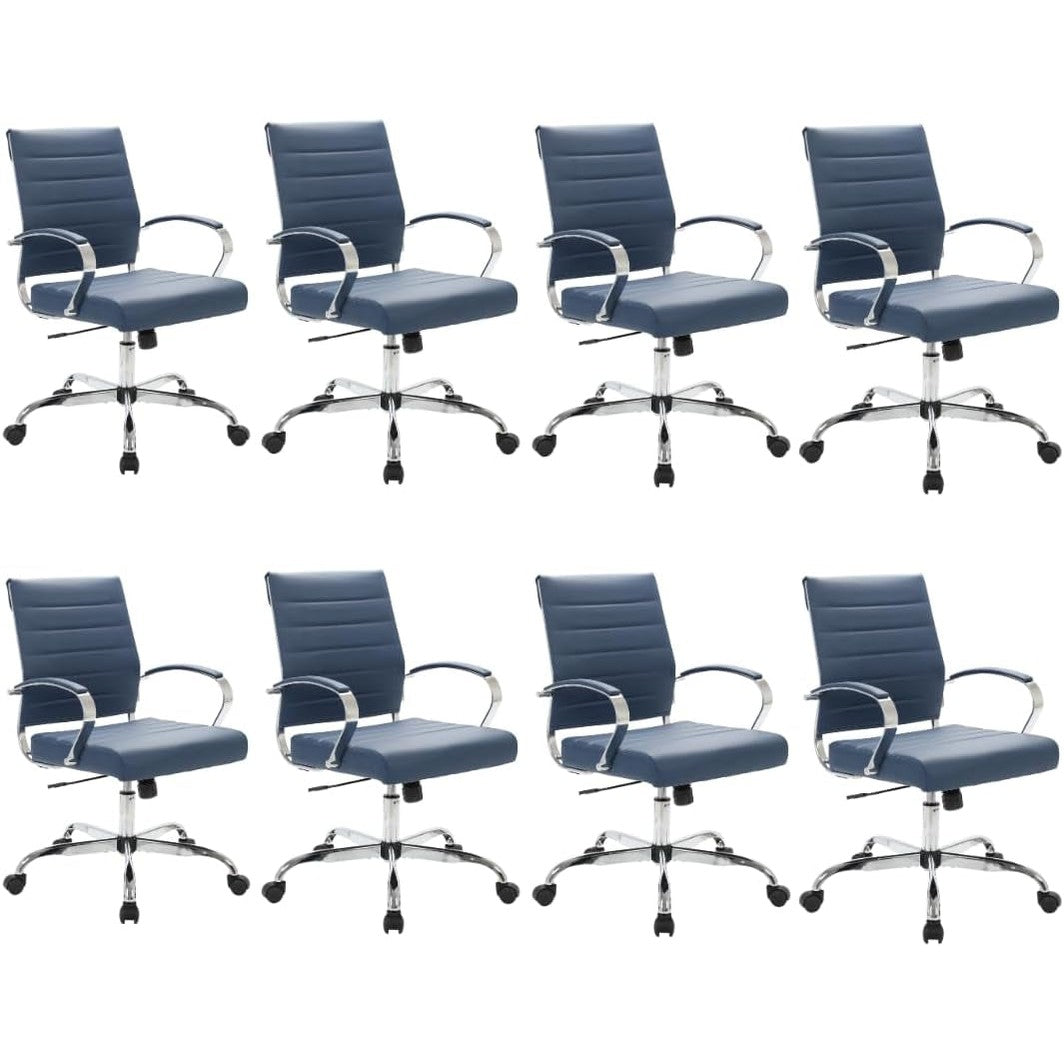 Leisuremod Benmar Leather Office Desk Chair, Mid-Back Ergonomic Swivel Chair with Lumbar Support, Adjustable Height, Tilt Lock, Cushioned Seat & Back, Home Office Task Chair (Tan, Single)