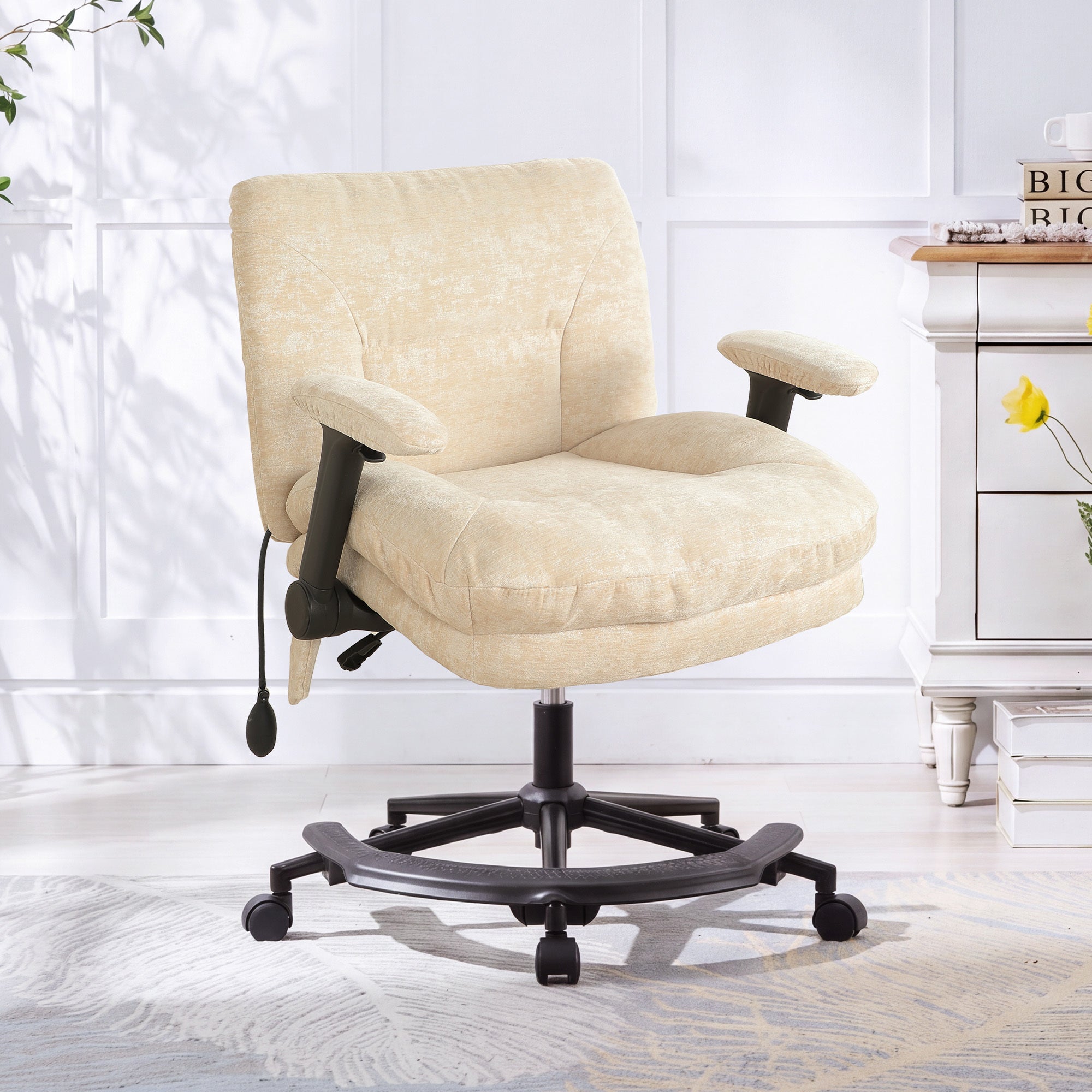 Khaki Chenille Criss Cross Office Chair with Lumbar Support