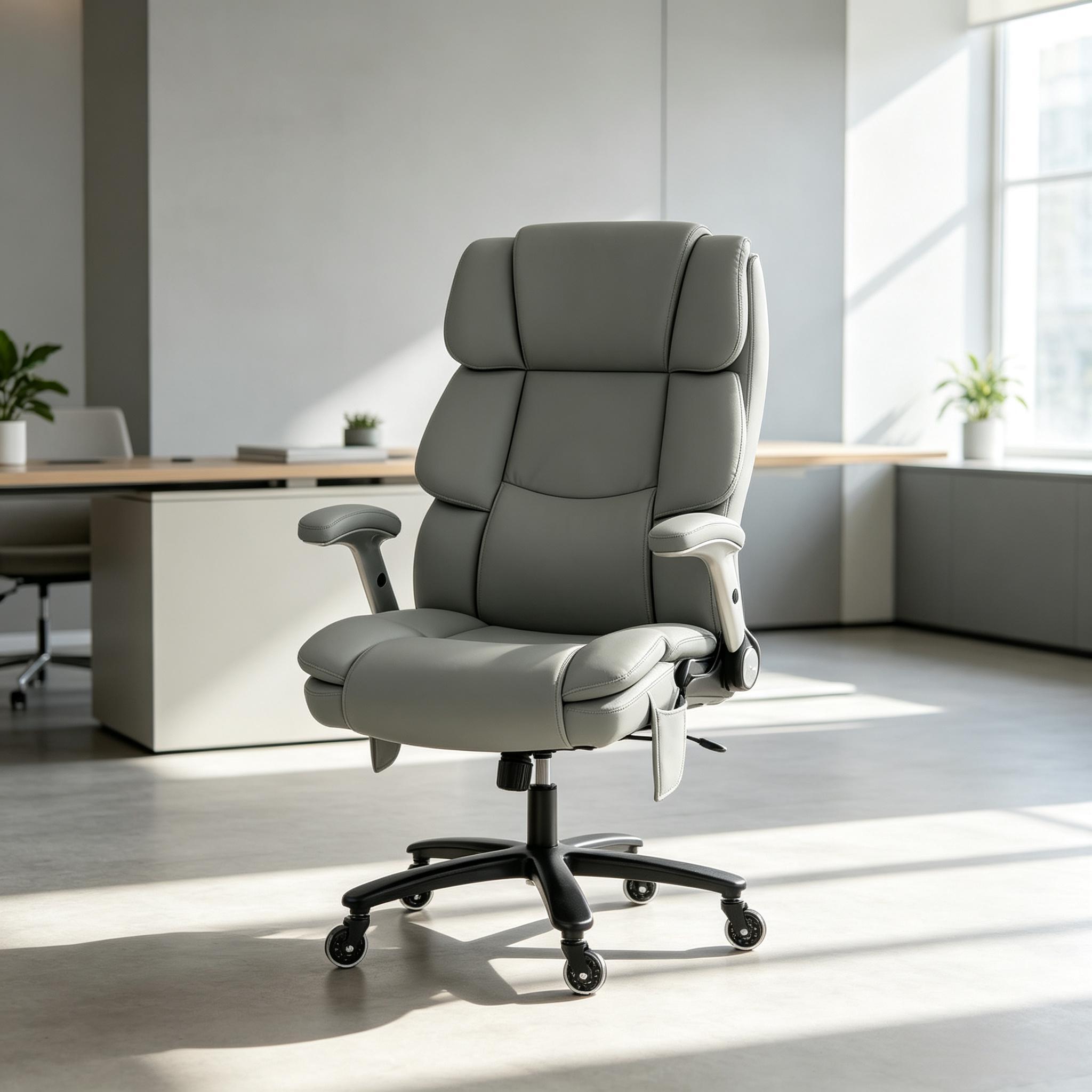 Home Office Chair with Airbag Lumbar Support, Light Gray