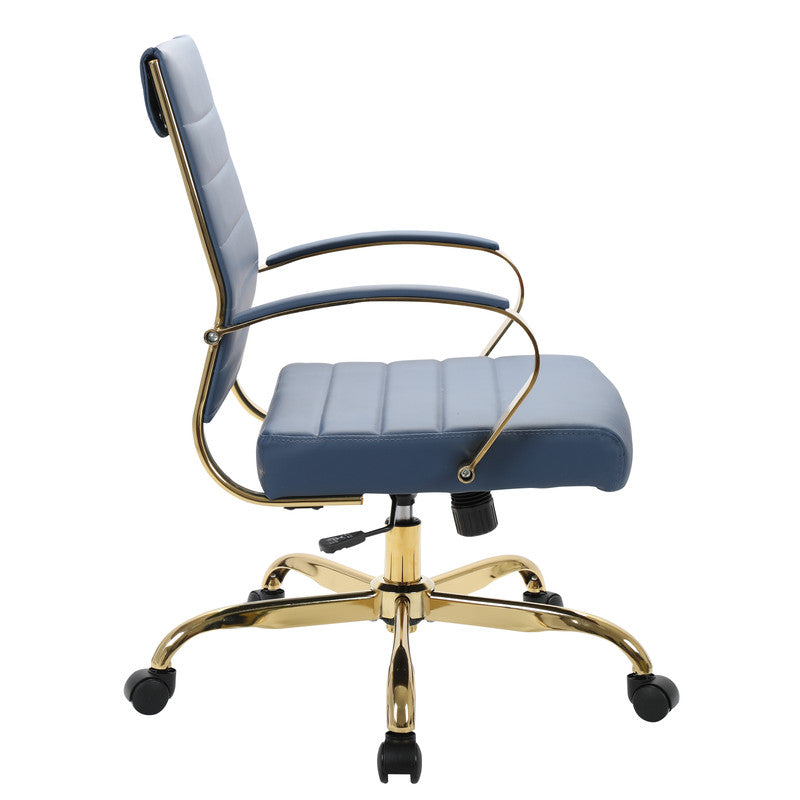 Set of 2 navy blue leather office chairs – view 8