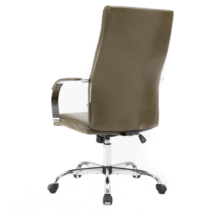 20 PCS Sonora Ergonomic High-Back Leather Desk Office Chair with Chrome Base and Tilt for Home Office - Olive Green