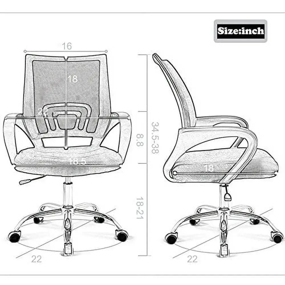 Bestoffice Indoor Modern Mesh Lumbar Support Swivel Ergonomic Desk Chair, Red