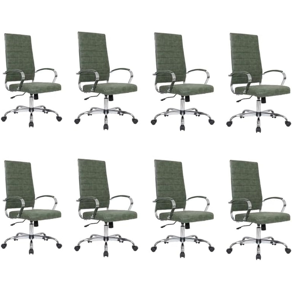 Leisuremod Benmar Modern High-Back Office Chair, 360-Degree Adjustable Swivel Task Furniture in Leather Upholstery with Ribbed Backrest for Home and Office