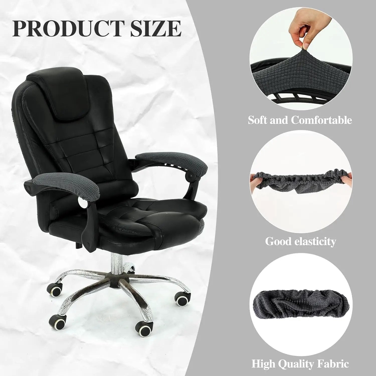 Office Chair Arm Armrest Covers,Stretchable Slipcover Protector Sleeve for Computer Gaming Desk Rotating Chairs Easy Install & Clean, Comfortable,Universal Stretch Desk Chair Seat Cover Protector