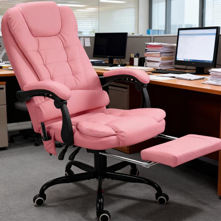 Pink Faux Leather High Back Massage Office Chair