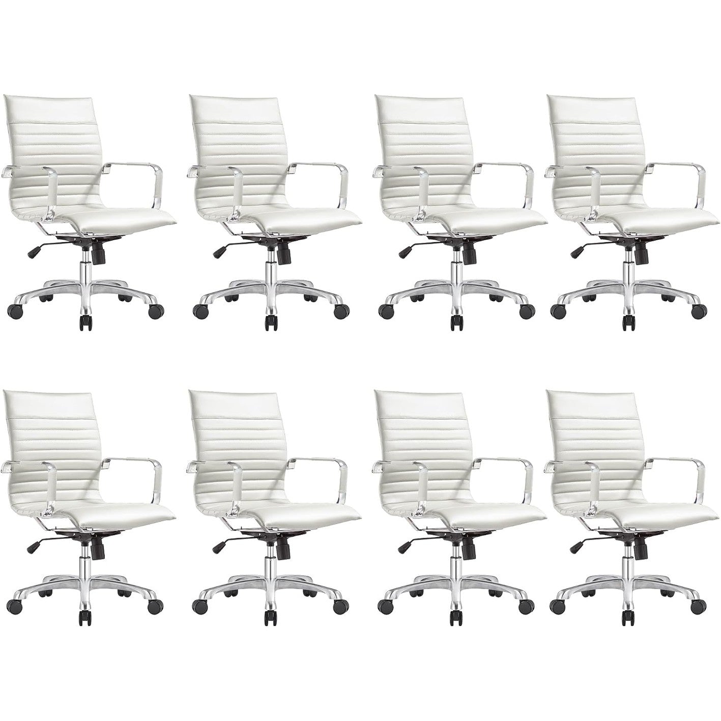 Leisuremod Ergonomic Executive Office Chair with Lumbar Support – Adjustable Leather Swivel Desk Chair, High Back Computer Chair Home & Office with Rolling Wheels & Chrome Base