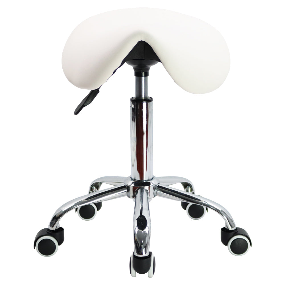 PU Leather Saddle Stool With Height Adjustable Swivel Wheels