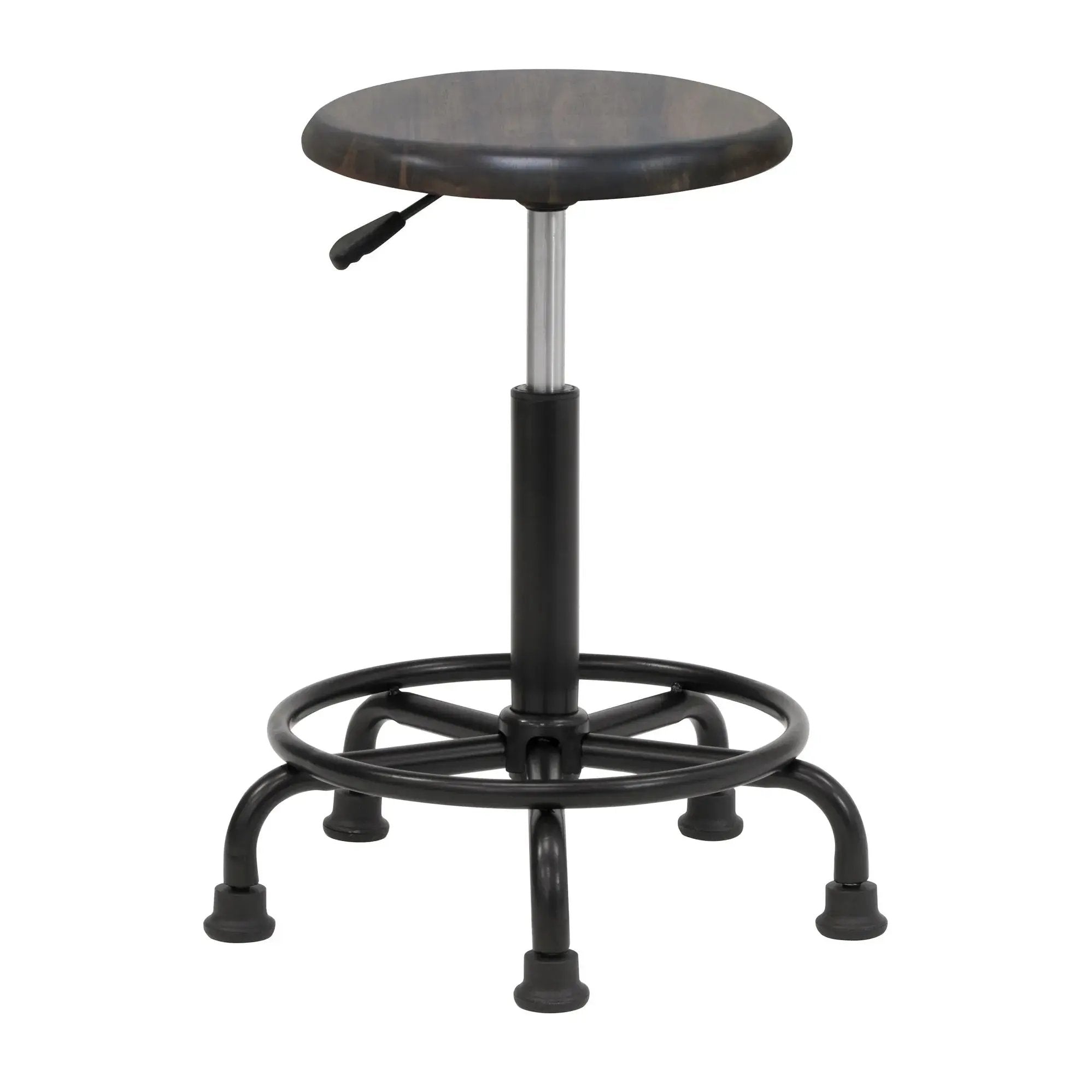 Retro Wood Drafting Stool with Adjustable Height Seat