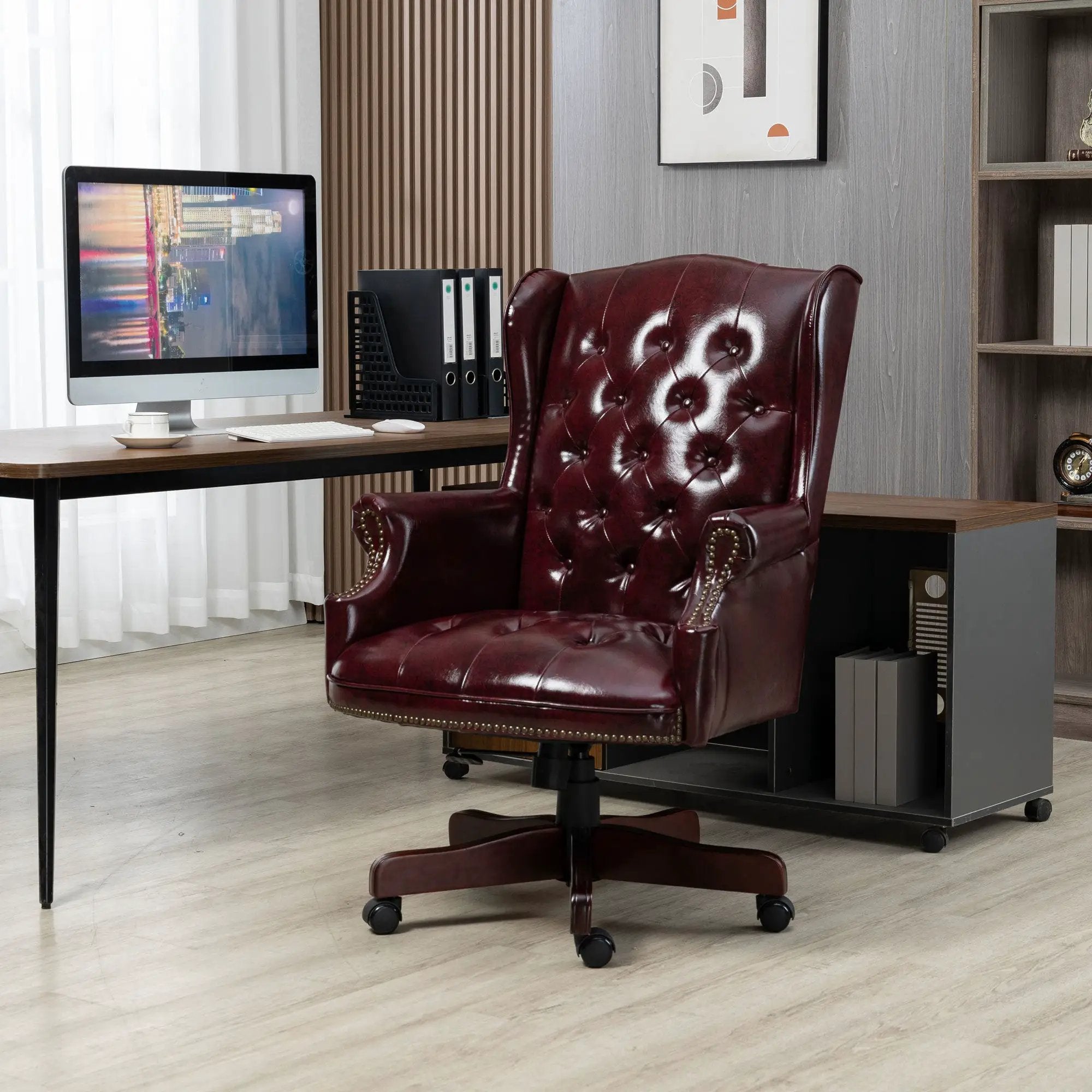 Executive Office Chair Ergonomic PU Leather Padded Seat Swivel Premium
