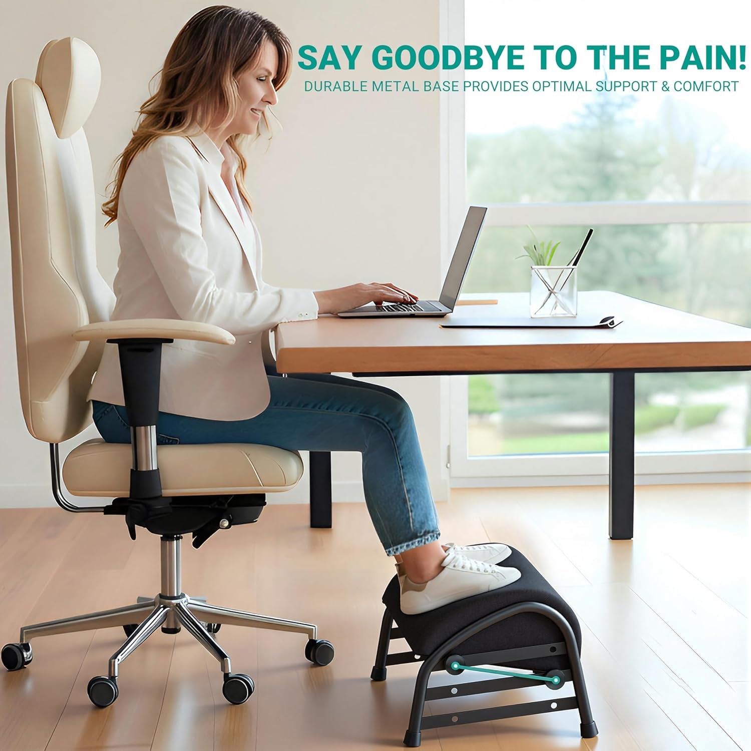 YEASHEIN Adjustable Foot Rest for under Desk at Work, Ergonomic Foot Stools | 7 Positions, Elevated Cushion under Desk Footrest with Metal Frame, Leg Rest Used for Home, Car, PC Gaming Accessories