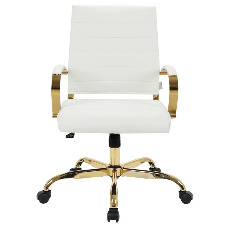 Benmar white leather office chairs, set of 8 – view 7
