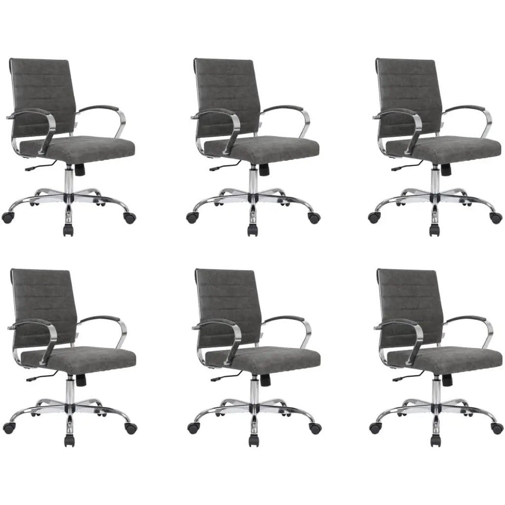 Leisuremod Benmar Leather Office Desk Chair, Mid-Back Ergonomic Swivel Chair with Lumbar Support, Adjustable Height, Tilt Lock, Cushioned Seat & Back, Home Office Task Chair (Tan, Single)
