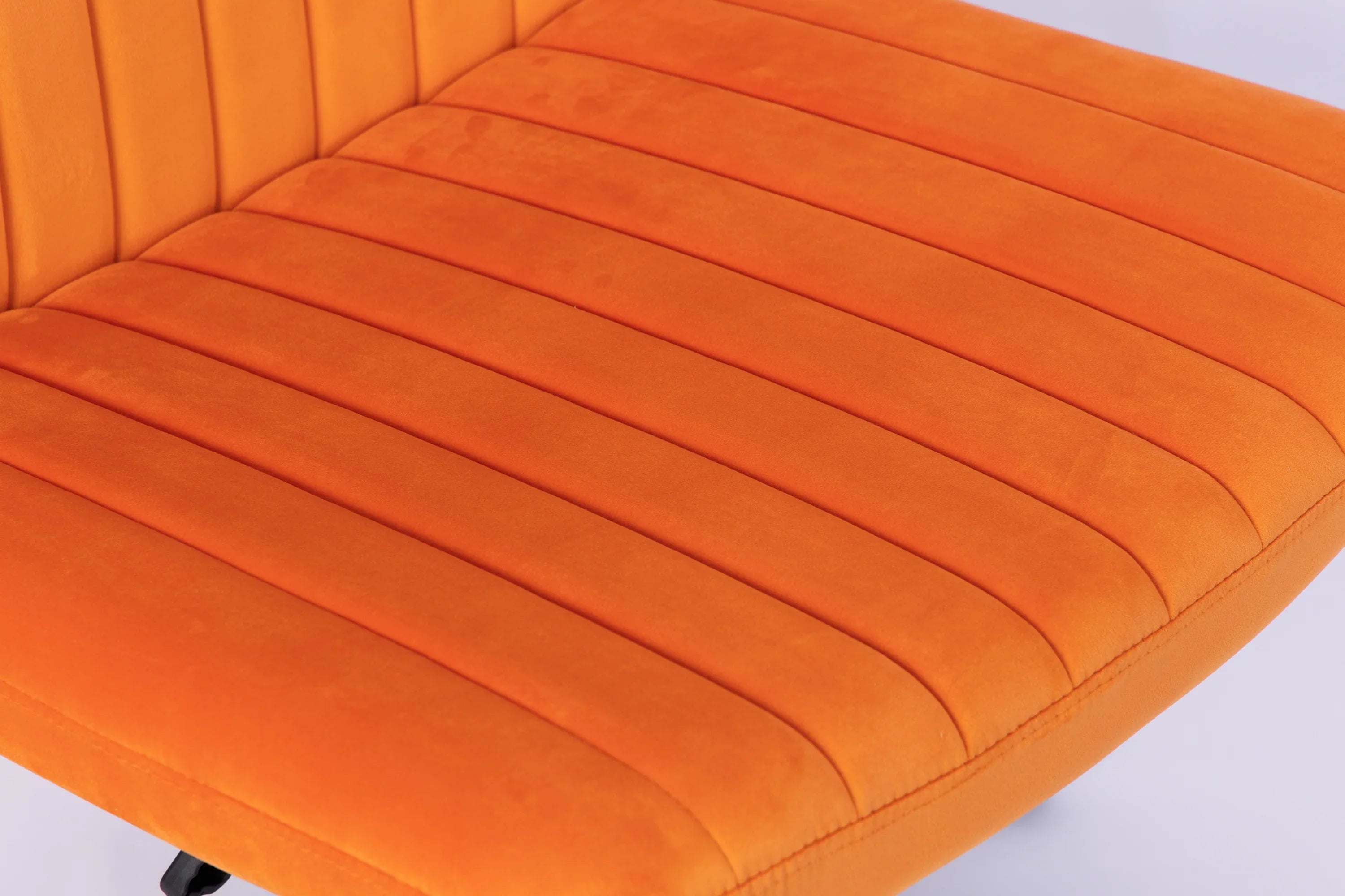 Orange Velvet Criss Cross Armless Office Chair With Wheels