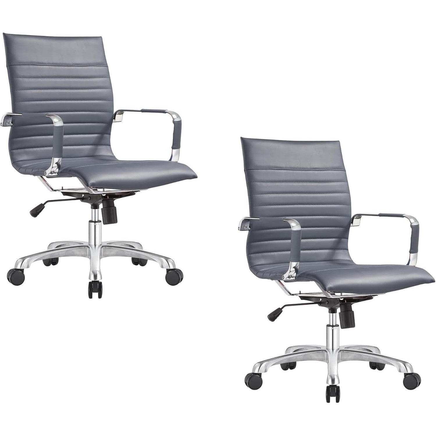 Leisuremod Ergonomic Executive Office Chair with Lumbar Support – Adjustable Leather Swivel Desk Chair, High Back Computer Chair Home & Office with Rolling Wheels & Chrome Base