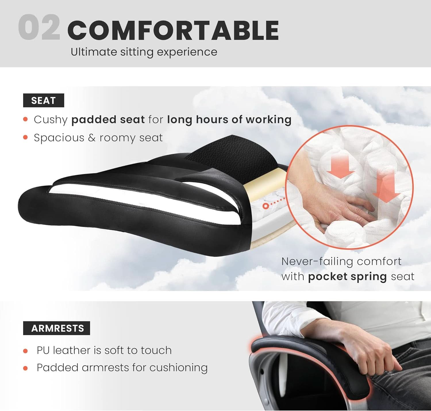 Black PU Leather Ergonomic Executive Office Chair - Platinum-Level Office Chairs