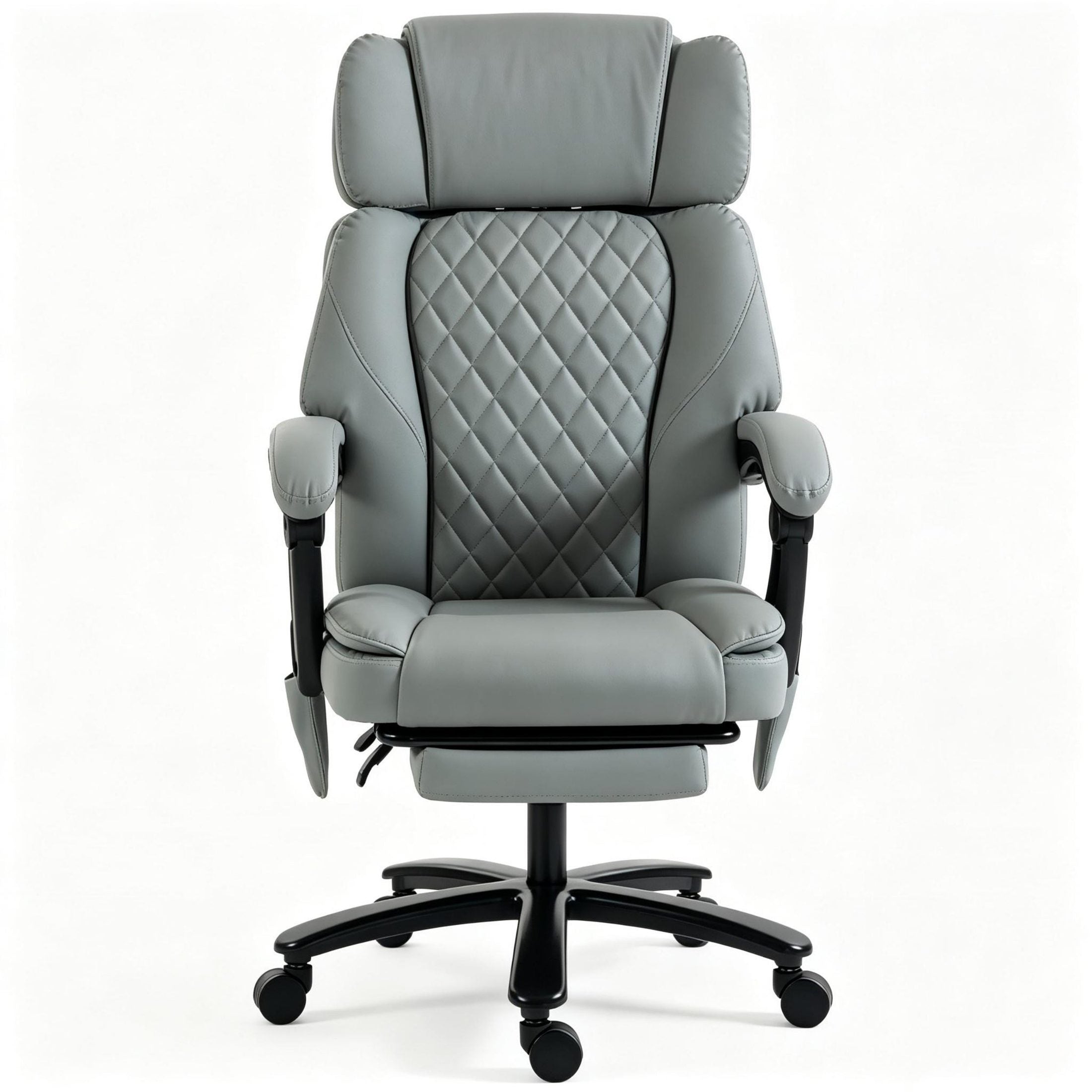 Light Gray Reclining Massage Office Chair, Heat & Headrest