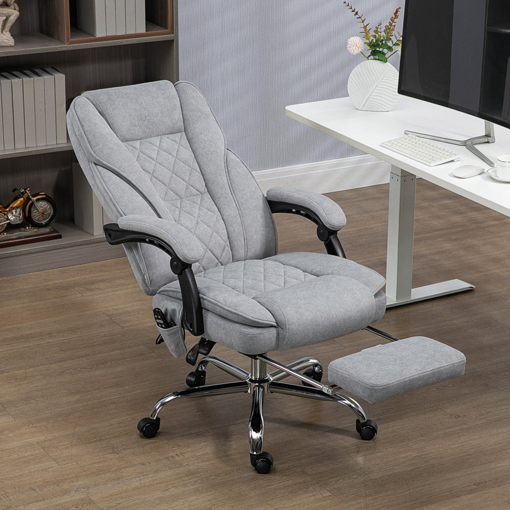 Vinsetto High Back Reclining Massage Office Chair, Gray - footrest extended